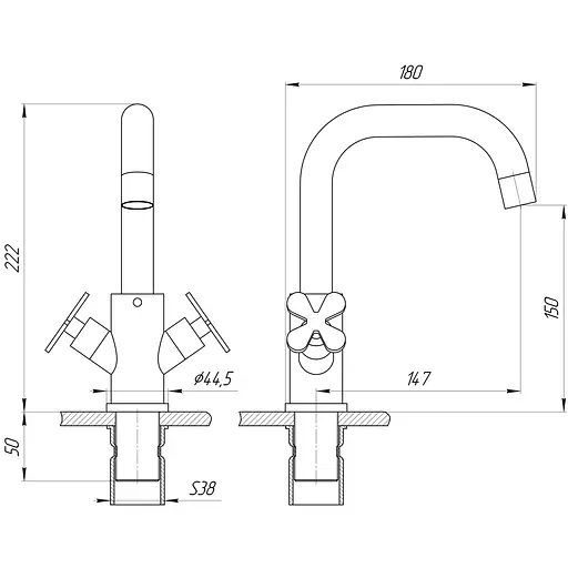 Смеситель для раковины Globus Lux DUKAT-8 SD8-101S - фото 4