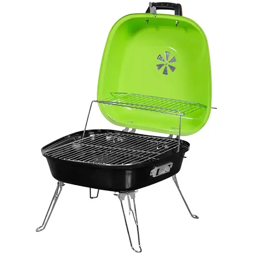 Гриль вугільний Time Eco ТЕ-22024 портативний чорно-зелений - фото 1