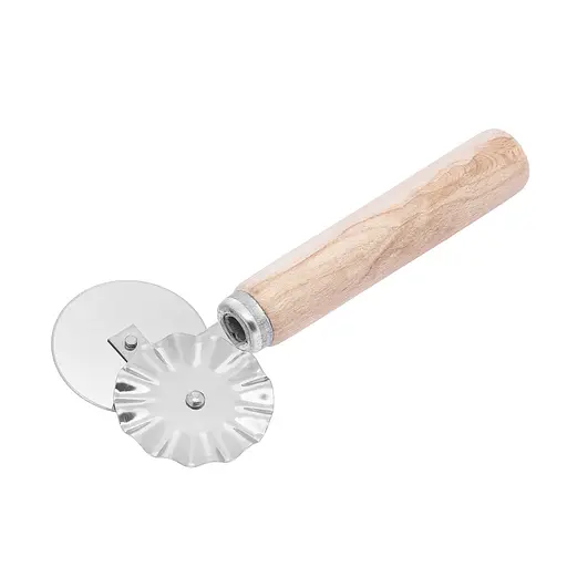 Багатофункціональний з'єднувальний ніж 2 в 1 для піци та тіста з роликом та дерев'яною ручкою 15.5 см, Kitchette 85667 - фото 2