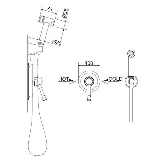Набір гігієнічного душу прихованого монтажу Imprese Podzima Zrala ZMK02170812, Чорний - фото 2