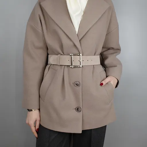 Ремень женский широкий замшевый JK-5017 бежевый с серебристой пряжкой (120 см) - фото 1