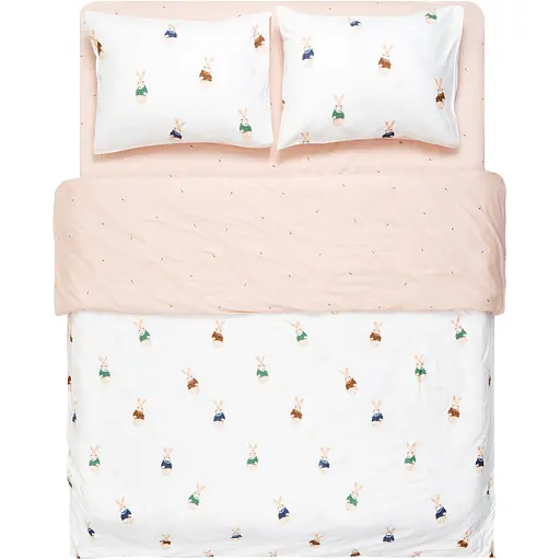 Набір постільної білизни 1,5сп Ardesto Gloria, 160х220см, 100% бавовна, сатин, кролики, бежевий (ART1622BR) - фото 1