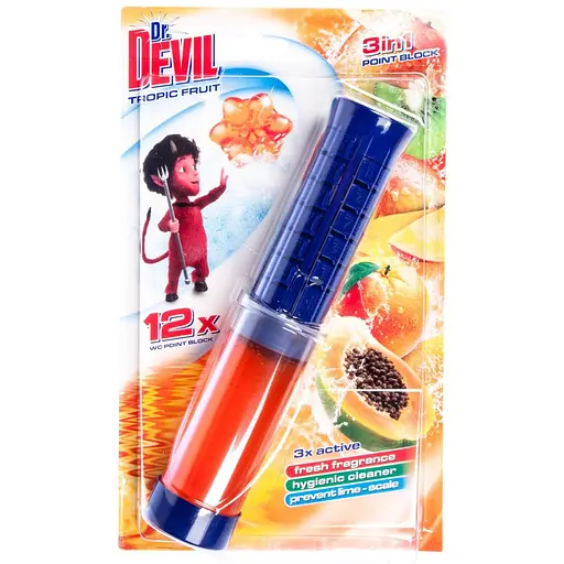 Туалетный точечный блок для унитаза 3в1 Dr.Devil Тропические Фрукты, 75 мл