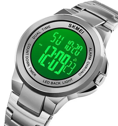 Чоловічий наручний годинник Skmei 1712 Сріблястий з чорним циферблатом - фото 3