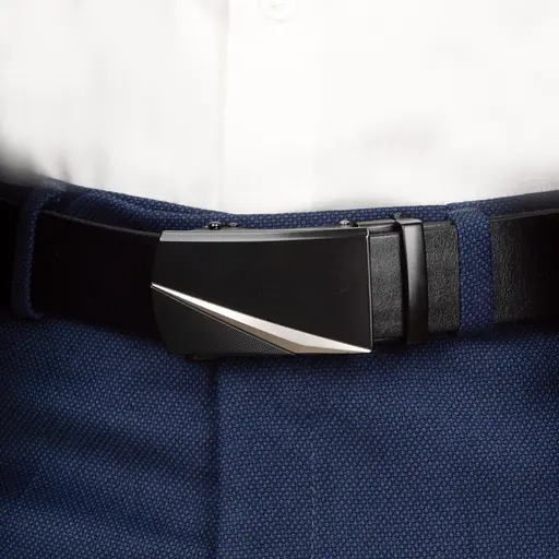 Ремінь шкіряний чоловічий HC-3463 (125 см) чорний на автоматі - фото 8