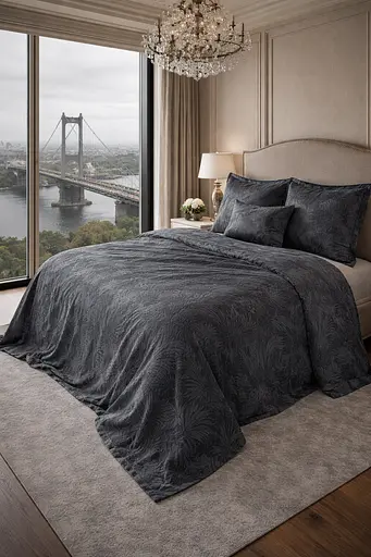 Покривало Cotton TURComFor Євро 260х250 + наволочки 50x70 + 5 см 2 шт + подушка 20х40 см жаккард TC303375736 - фото 2