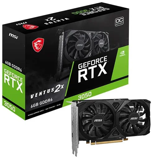 Видеокарта MSI RTX 3050 6G VENTUS 2X E OC (RTX 3050 VENTUS 2X E 6G OC) (GDDR6, 96 bit, PCI-E v4.0 x8) - фото 5
