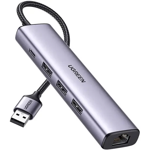 Хаб USB 3.0 -> 3хUSB 3.0/Type-C+RJ45(1000M) Ethernet 5 in 1 Hub CM475 Ugreen - фото 1