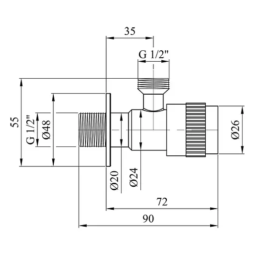 Кран приладовий Kroner KRP Edelstahl Klassisch - ESG100 1/2"х1/2" ЗЗ (CV022973) - фото 5