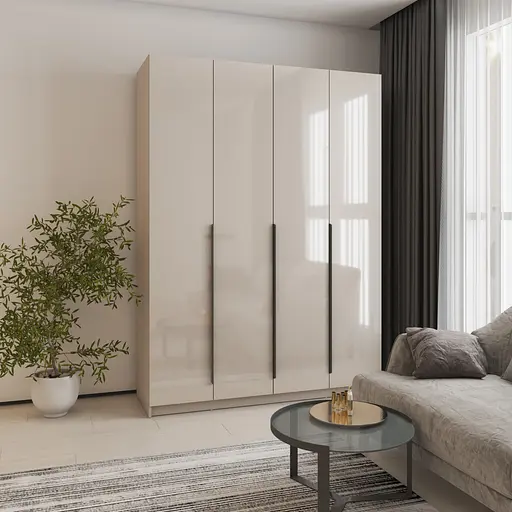 Шафа 4-дверна MebelStar Оскар Gloss BL-B, блок шухляд+полиці 160x52x220 см Кашемір/Кашемір (MBS-5294) - фото 1