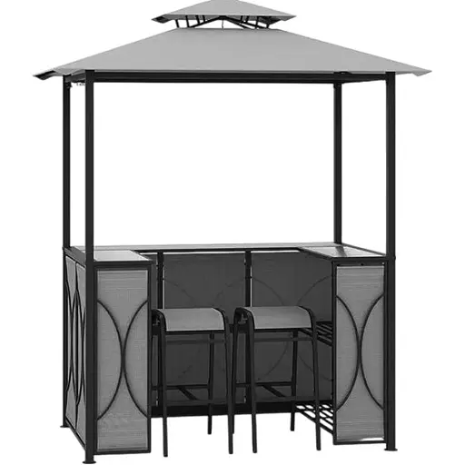 Беседка Costway Naro с 2 барными стульями серый