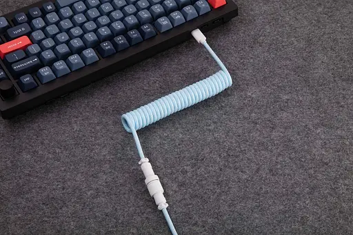 Кабель Keychron USB-A/USB-C > USB-C зарядка/синхронизация, 1.36м, Type-C, Coiled Aviator, синий - фото 5