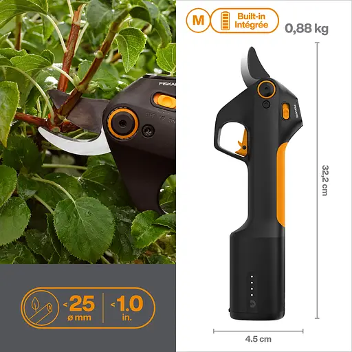 Аккумуляторный секатор Fiskars ePruner M Bypass до 25 мм USB-C (1082297) - фото 4