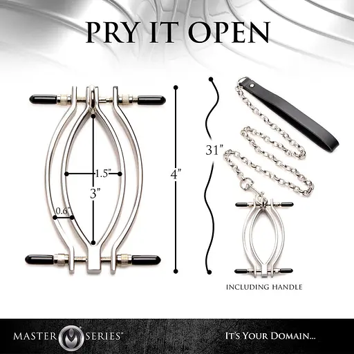 Зажим для половых губ с поводком Master Series Pussy Tugger Adjustable Vagina Clamp with Chain - фото 5