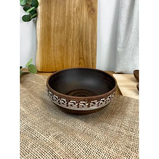 Миска керамическая (глиняная) резная Ангоб 700 мл - фото 2