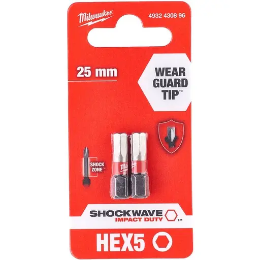 Біти Milwaukee Shockwave Hex 5х25 мм 2 шт. (4932430896) - фото 2