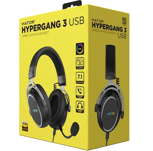 Игровые наушники с микрофоном HATOR ESH-50 HYPERGANG 3 SyncHUB USB 7.1 Hi-Res Black - фото 7
