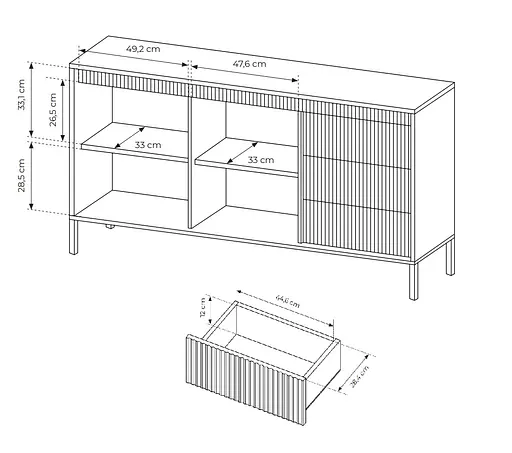 Комод Perfect Home Сенсо/Senso 2-дверный с 3 ящиками 2D3S/153 Беж (PFH-091107) - фото 3