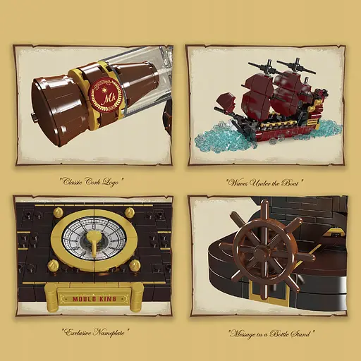 Конструктор корабель  MOULD KING піратський у пляшці Queen Revenger  пірати карибського моря 885 деталі - фото 3