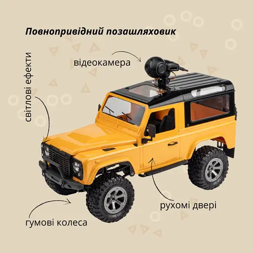 Машинка Otamanko 4x4 полноприводный внедорожник с камерой желтый - фото 4