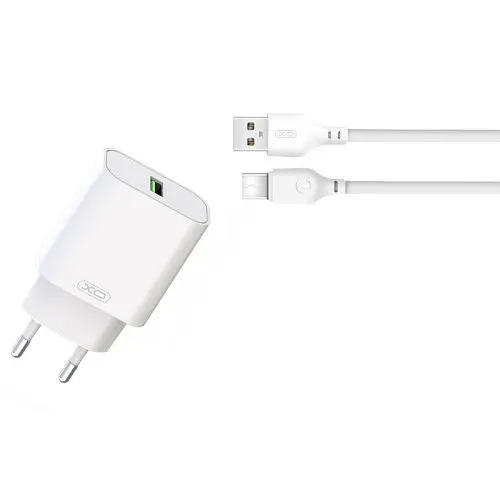 Сетевое зарядное устройство для XO L103 (EU) QC3.0 18W Charger with TYPE-C cable Белый - фото 1