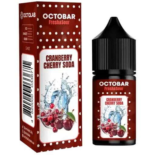 Набор компонентов для самозамеса солевой заправки Octobar Fresh & Sour 10 мл Cranberry Cherry Soda Клюква Вишня Содовая, 0-50 мг (18497)