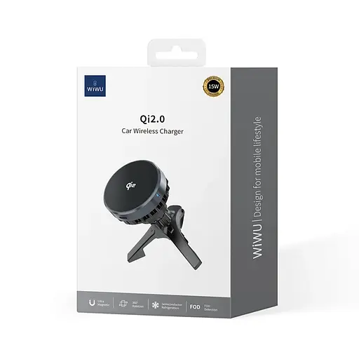 Холдер Wiwu CH-319 Qi2.0 Car Wireless Charger Чорний - фото 2