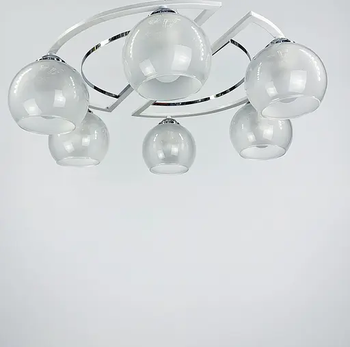 Белая потолочная люстра на 6 плафонов | Ст. 51795/6 CH+WT+WT | Line F - фото 1
