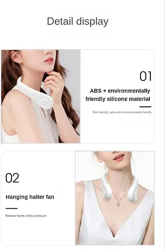 Мини-портативный шейный вентилятор 1500 мАч 3 скорости для летних видов спорта - фото 5