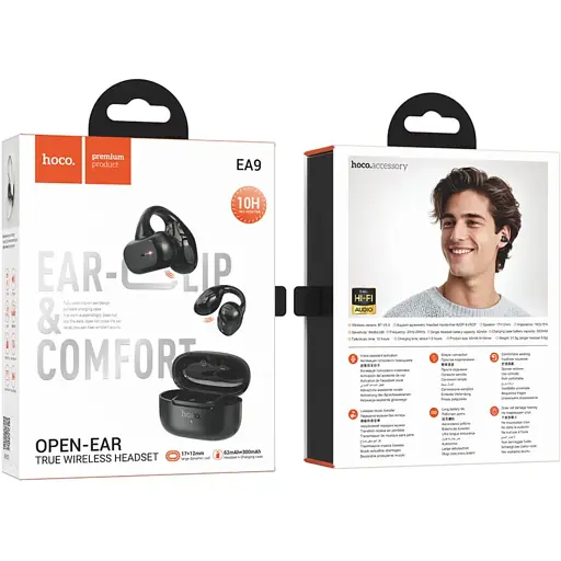 Навушники Hoco EA9 Clear sound clip-on true wireless BT headset Black - фото 5