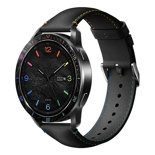 Безель ATR і шкіряний ремінець Sikai для смартгодинника Xiaomi Watch S3/S4 Black-rainbow - фото 2