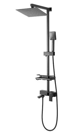 Душова система Rea Jack black чорний з полицею REA-P7009, Чорний - фото 5