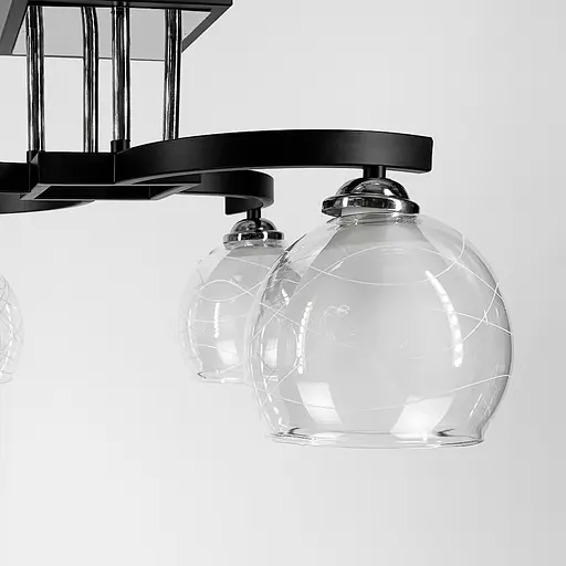 Стельова люстра в чорному корпусі на 4 подвійних плафони Line.F 51098/4 - фото 3