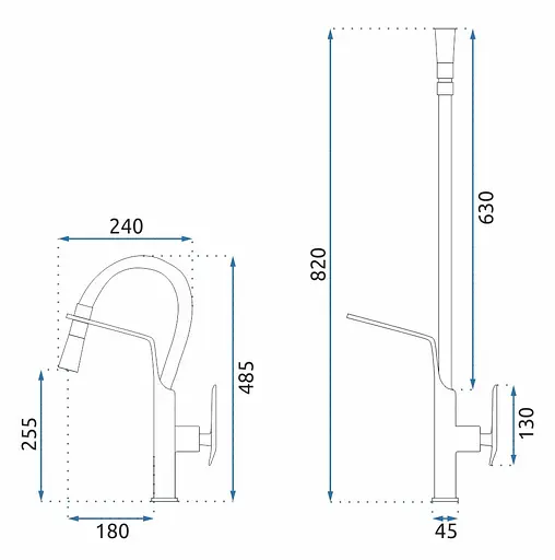Смеситель для кухни Rea Castor black mat черный высокий REA-B6935 Черный матовый - фото 3