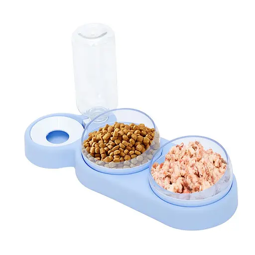 Подвійна миска для тварин Semi Animal Bowl Light Blue з автоматичною напувалкою 500 мл - фото 1