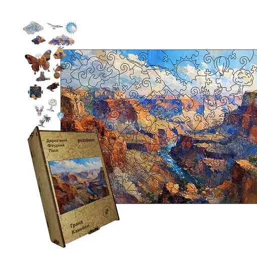 Деревянный пазл Гранд Каньон, А3, Деревянная коробка 200 элементов