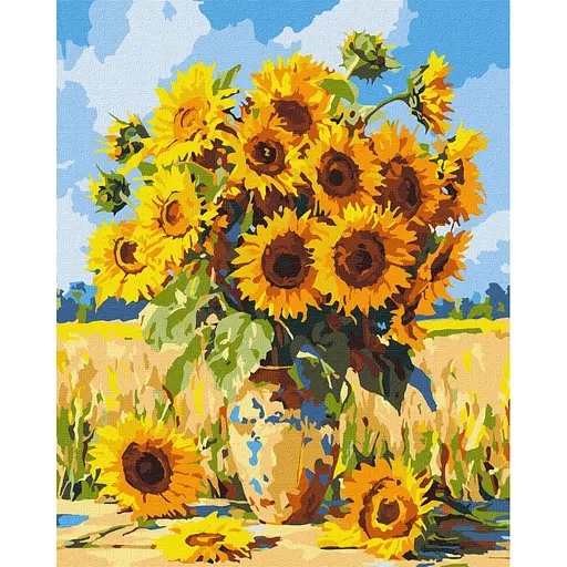 Набір для розпису по номерах Яскраві соняхи, Ideyka, 40x50 см, КНО3300