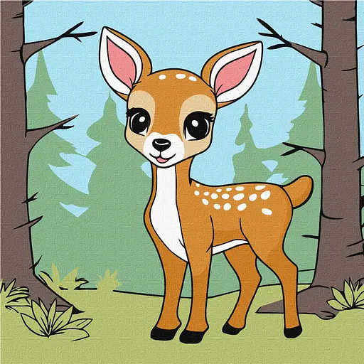 Набір для розпису по номерах для дітей 5+ Чарівне оленятко, 25x25 см, КНО6193