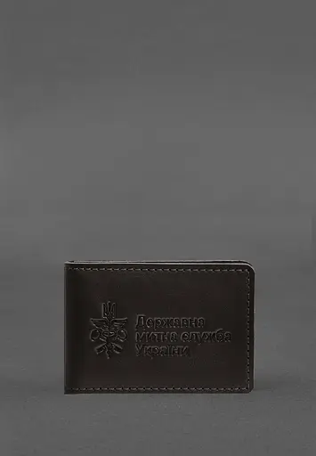 Кожаная обложка для удостоверения государственной государственной таможенной службы (ДМС) Темно-коричневая - фото 2