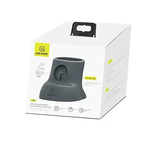Силиконовая подставка для зарядки Usams US-ZJ051 2in1 Grey - фото 3