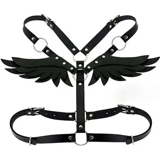 Портупея з крильцями Black Angel екошкіра K000994 - фото 5