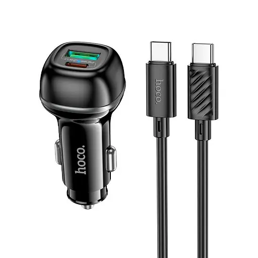 Адаптер автомобильный Hoco Rank dual port Car charger Z58A (Type-C to Type-C set) |1USB/1Type-C, 48W - фото 1