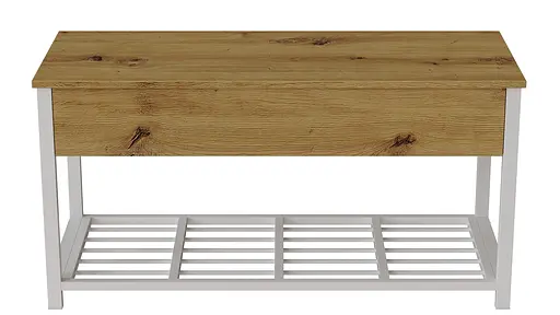 Банкетка з ящиком Ferrum-decor Дрейк 2 550x1200x400 метал Білий ДСП Дуб Артізан 16 мм (FRD-103078)