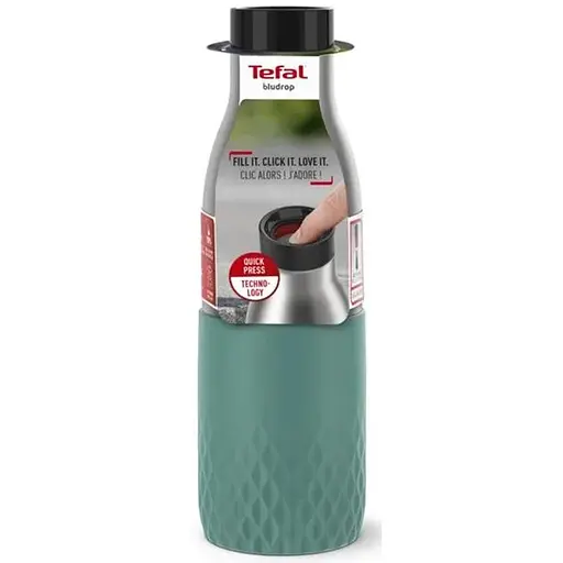 Tefal Термобутылка Bludrop, 500мл, диам70, t холл. 24г, гар.12г, нерж.сталь+пластик, зеленый