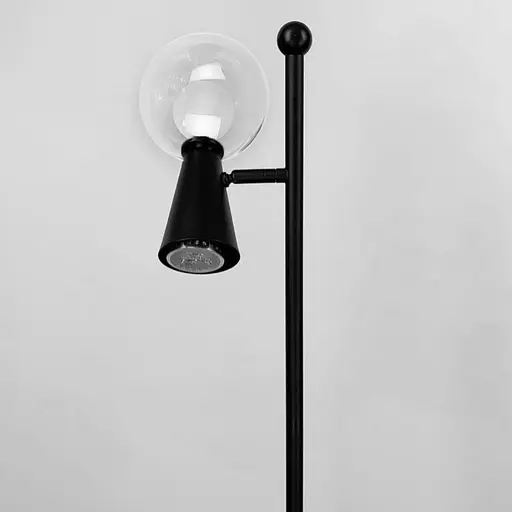 Чорний торшер ABELINA на два джерела світла із подвійним плафоном Line.F YG 8006-2L BK - фото 1