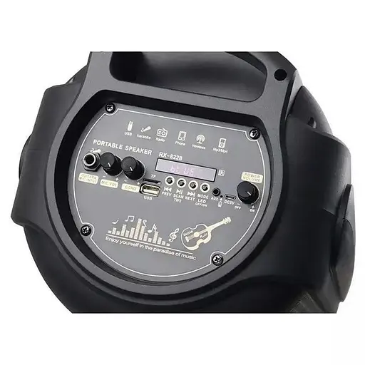 Портативна колонка RX-8228 Акустична система 20Вт RGB підсвічування з мікрофоном і пультом 2x8" Чорний - фото 4