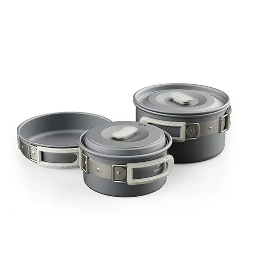 Набір туристичного посуду (2 каструлі та сковорода) Naturehike CNK2450CF010 алюміній