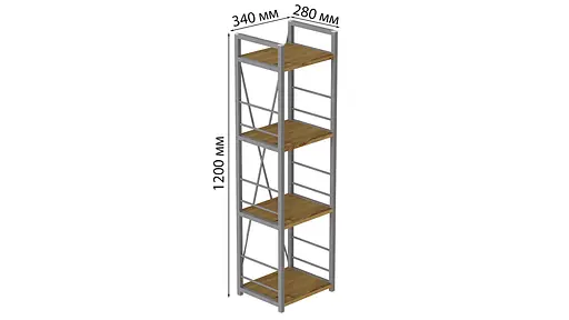 Этажерка 4/34 Ferrum-decor Серии Коннект 120x34x28 серый ДСП Дуб Артизан 16мм (FRD-104285) - фото 5