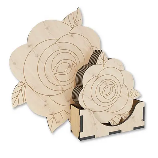 Дерев'яна підставка під гаряче Троянди FDPO-299