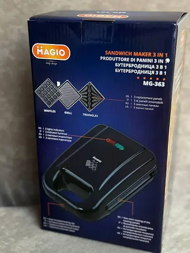 Сэндвичница 3 в 1 Magio MG-363 бутербродница гриль вафельница Черный 570 Вт - фото 3